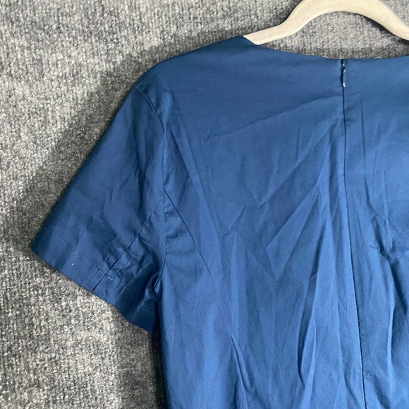 Universal Standard x J. Crew Mini Dress XS Blue Drop Waist Short Sleeve Preppy - Picture 5 of 10